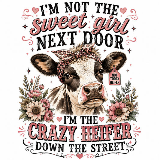 I’m not the sweet girl next door…I’m the crazy heifer down the street (Option 2)