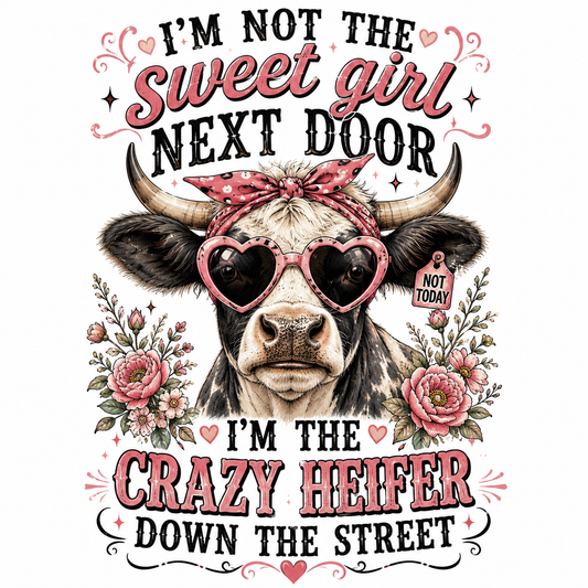 I’m not the sweet girl next door…I’m the crazy heifer down the street (Option 1)