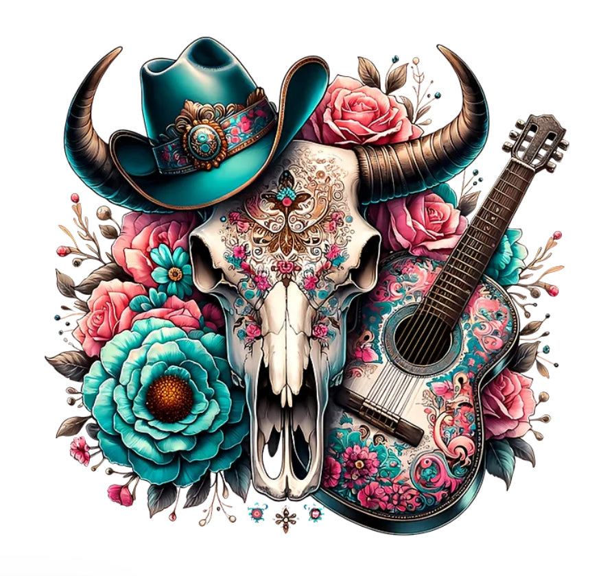 Skull Hat Guitar Shirt