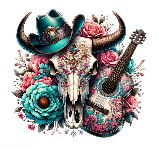 Skull Hat Guitar Shirt