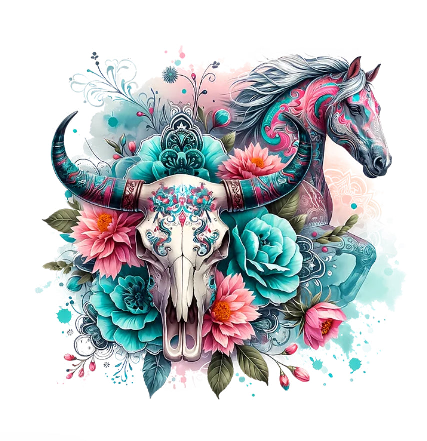 Skull Flowers Horse Shirt