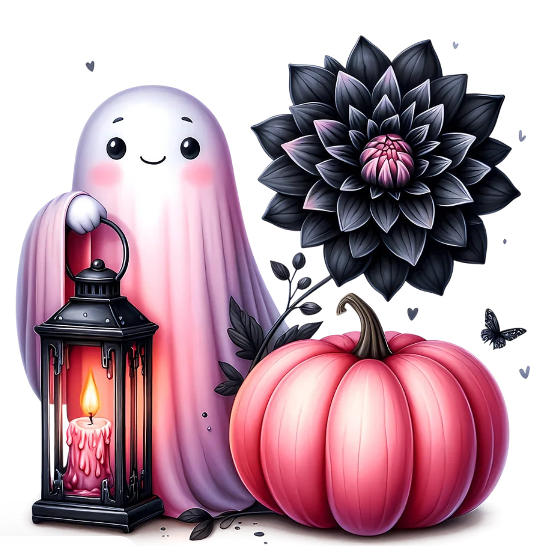 Cute Ghostie w/a Lantern and Pumpkin
