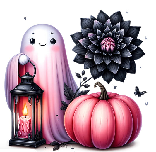 Cute Ghostie w/a Lantern and Pumpkin