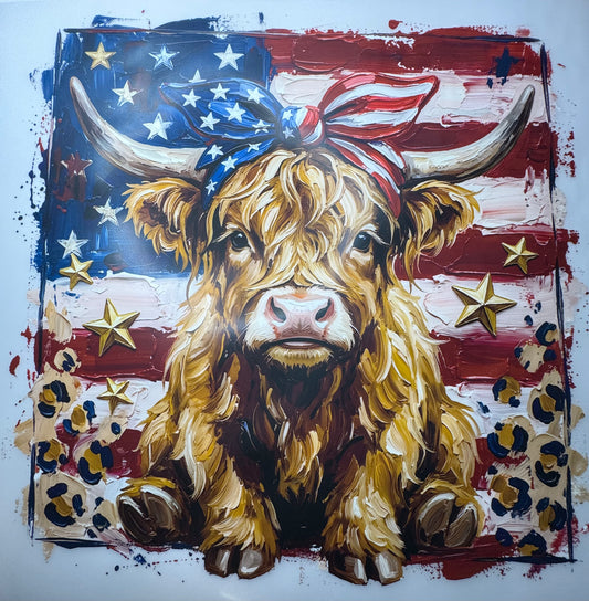 Red, White & Blue Cow Shirt