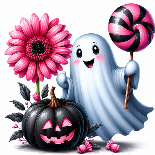 Cute Ghostie with a Lollipop