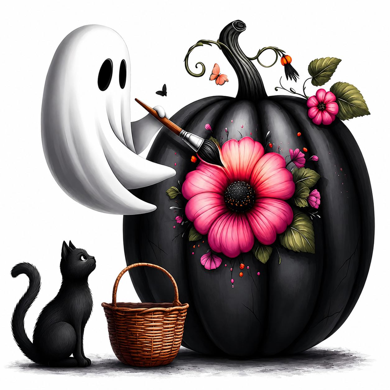 Cute Ghostie Painting Pumpkin