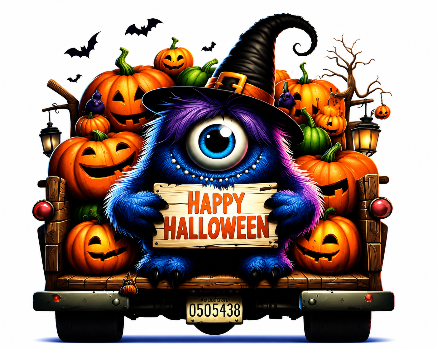 Happy Halloween Monster in a Truck