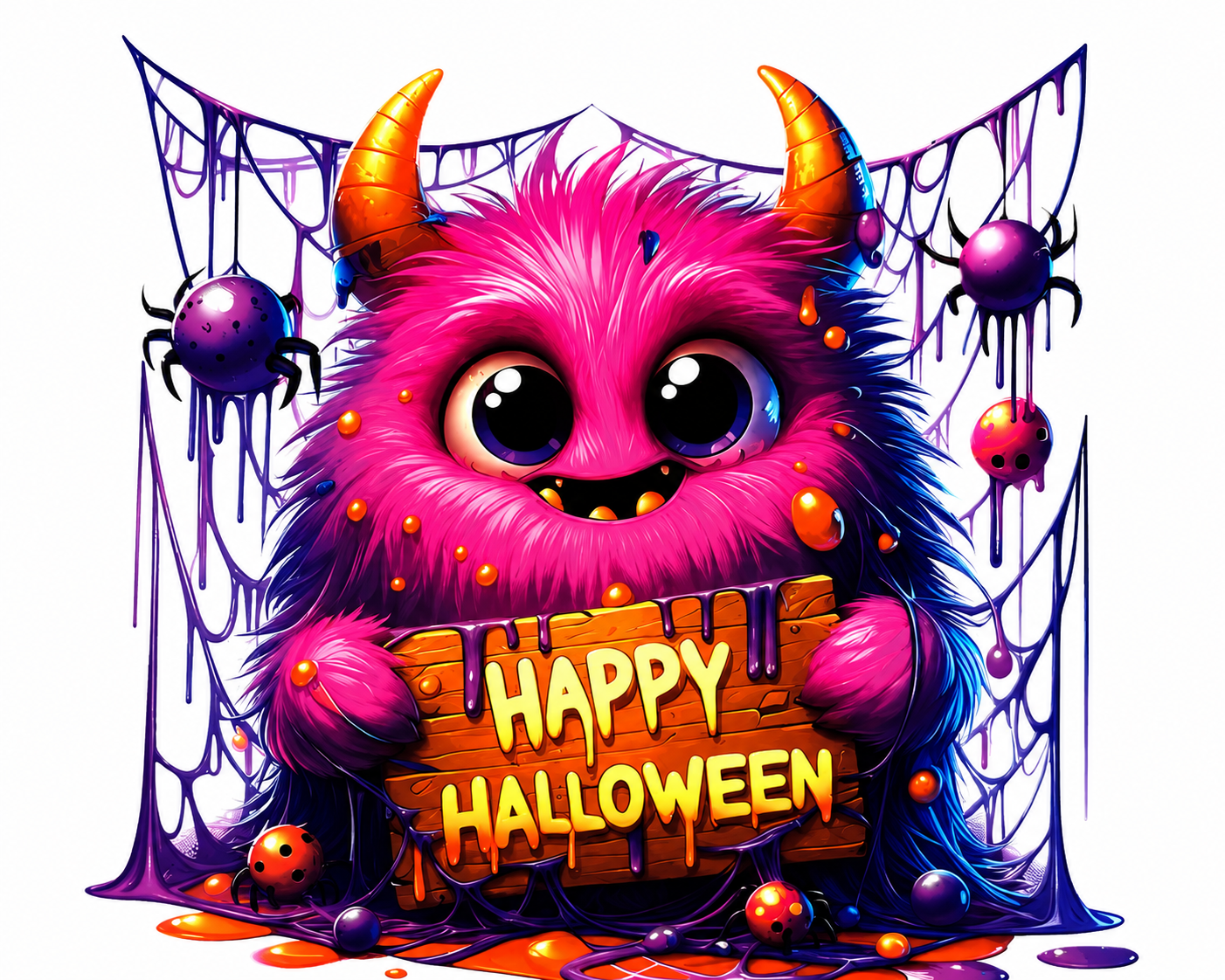 Pink Happy Halloween Monster