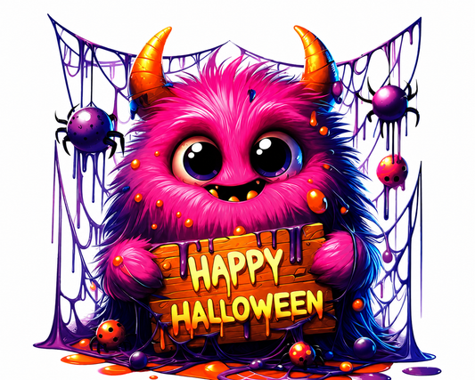 Pink Happy Halloween Monster
