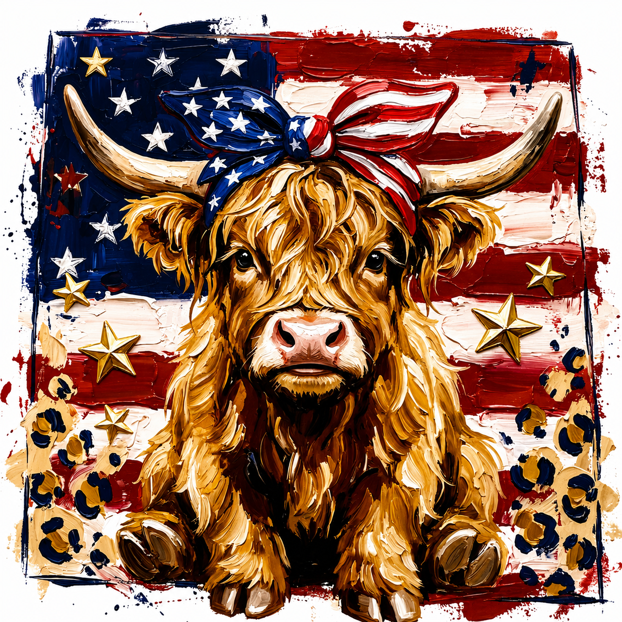 Red, White & Blue Cow